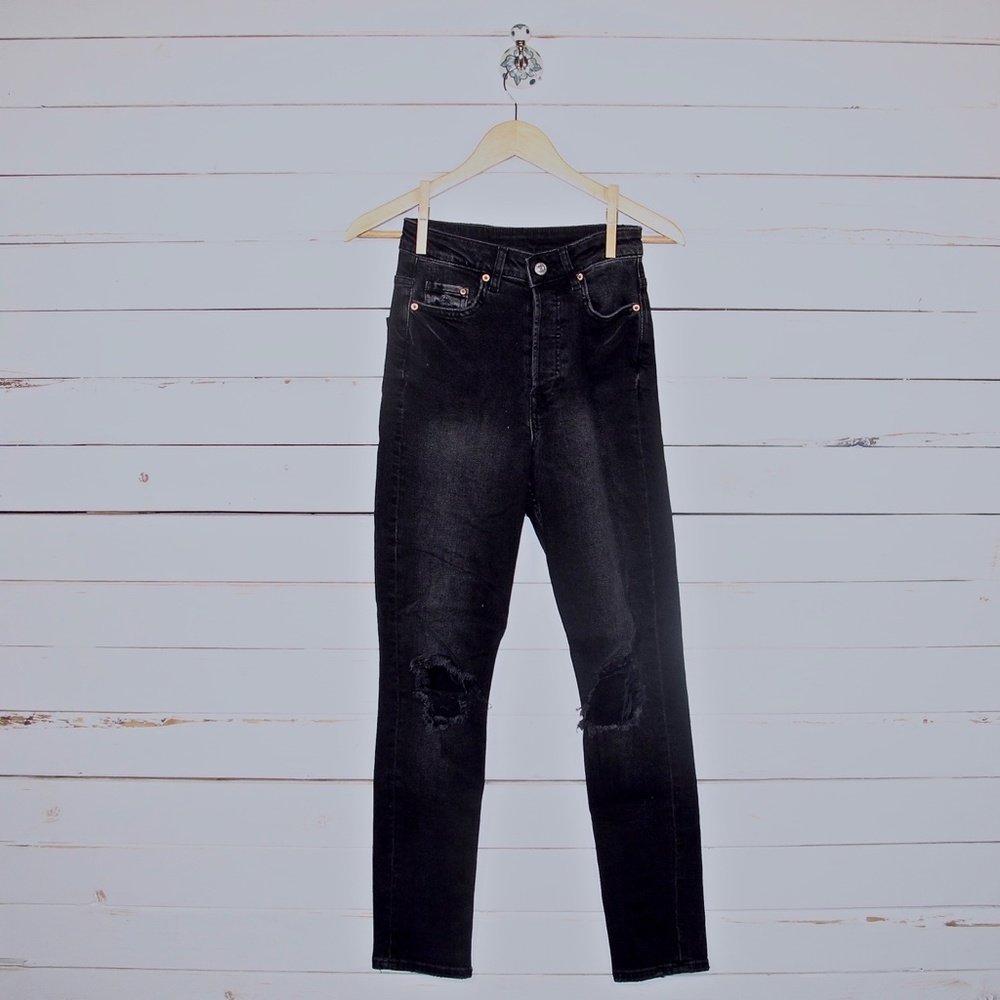 H&M Vintage Destroyed High Rise Charcoal Skinny